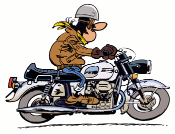Joe Bar riding his Guzzi V7 GT